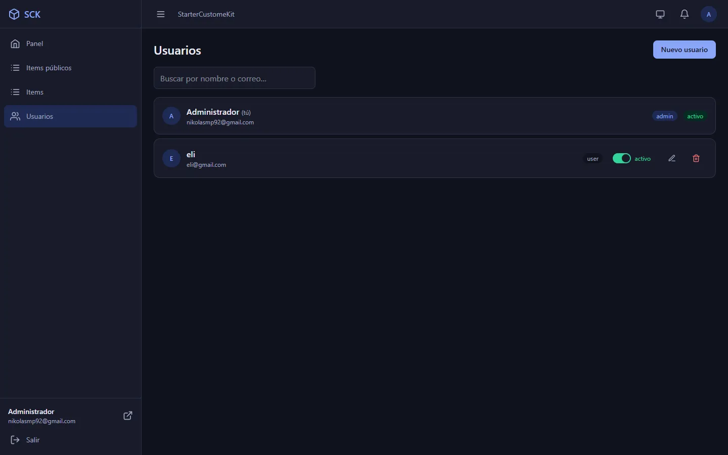 Captura de StarterCustomeKit